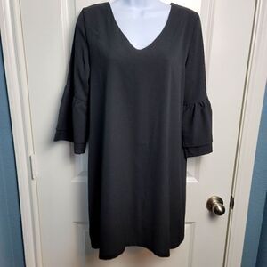 BELONGSCI Bell Sleeve Black Dress